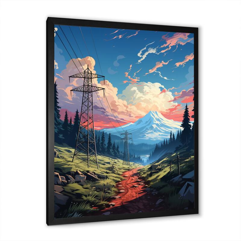 Designart "Power Lines Power Harmony I" Power Lines Framed Canvas Wall Art Bed Bath & Beyond